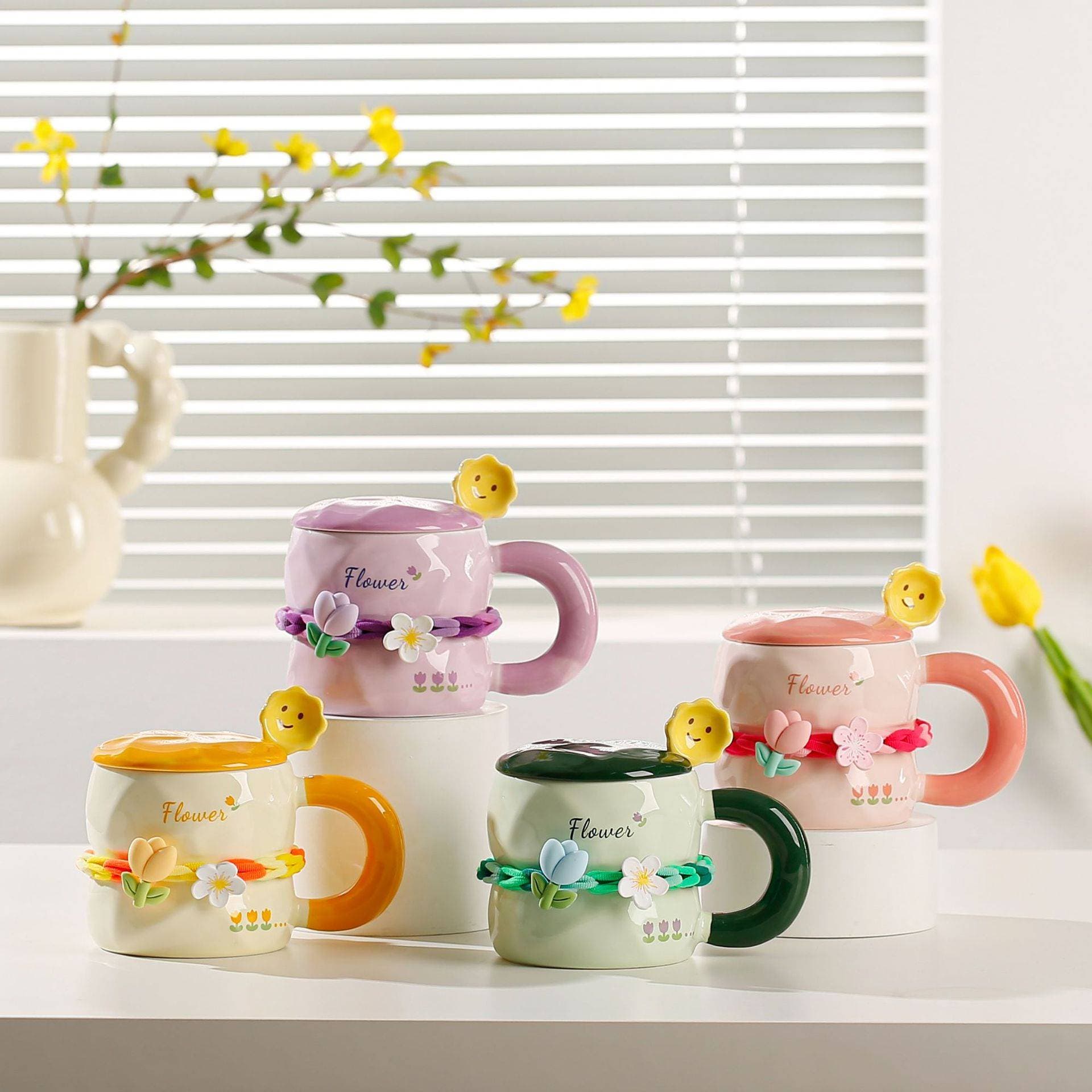 Ceramic Mug With Lid And Spoon