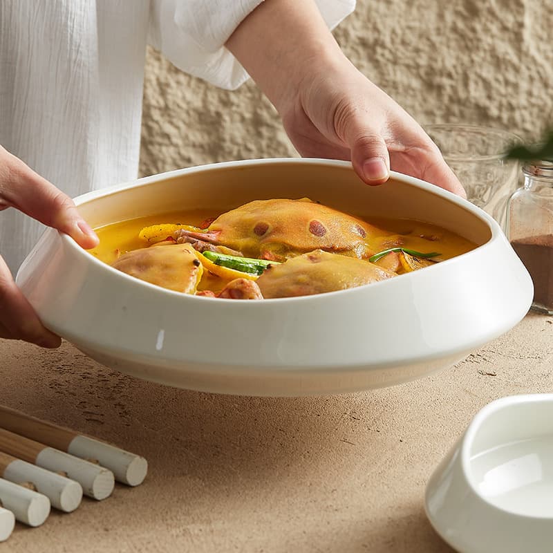 White Porcelain Tableware Ceramic Dish Plate Hotel Creative Personality High-end Restaurant