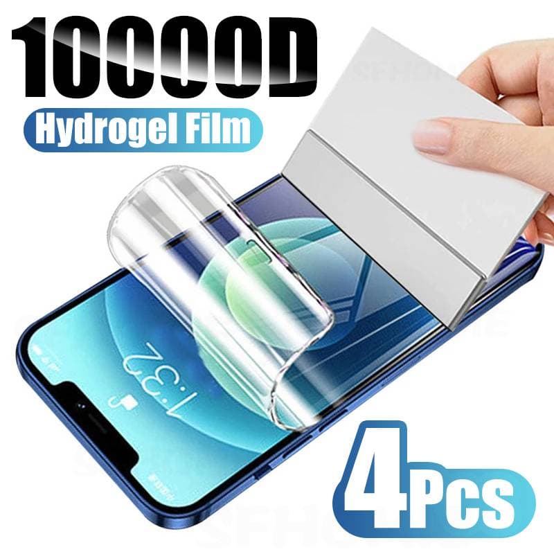4Pcs Full Cover Hydrogel Film Screen Protector For iPhone 14 13 12 11 Pro Max X XR XSMax 12Mini 13Mini 14Plus Screen Protector On iPhone 7 8 6 Plus