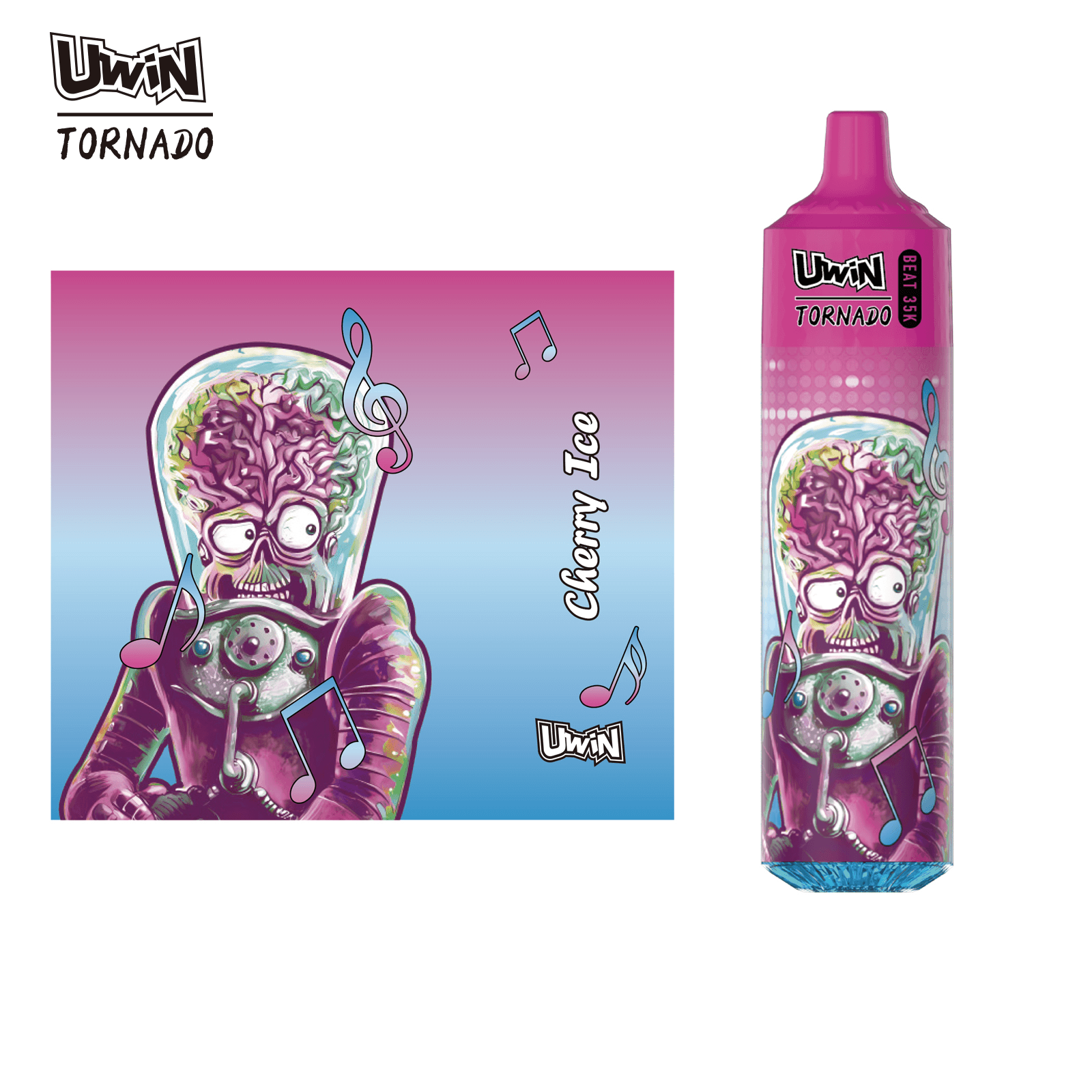 1. Uwin RandM Tornado Beat 35 000 bouffées, cigarette électronique rechargeable et jetable | Lumière musicale RGB, résistance mesh