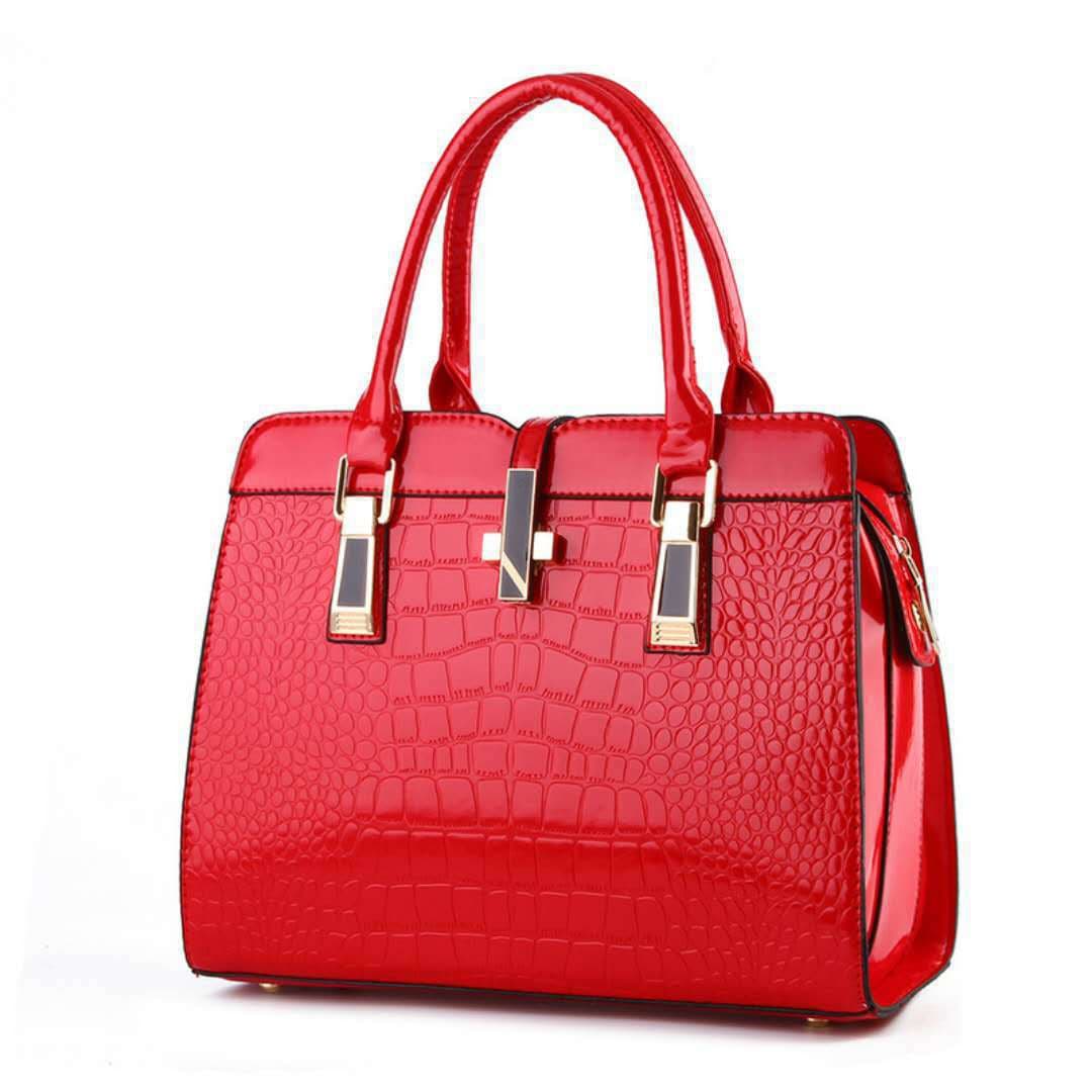 New Bright Leather Crocodile Pattern PU Leather One Shoulder Oblique Span High Capacity Handbag Selection