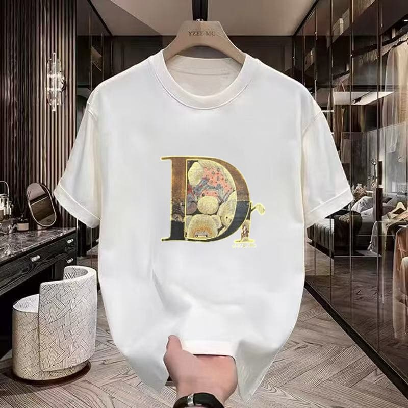 Pure Cotton Men's T-Shirt Short Sleeve Round Neck Loose Fit Base Layer Top European Style Spring