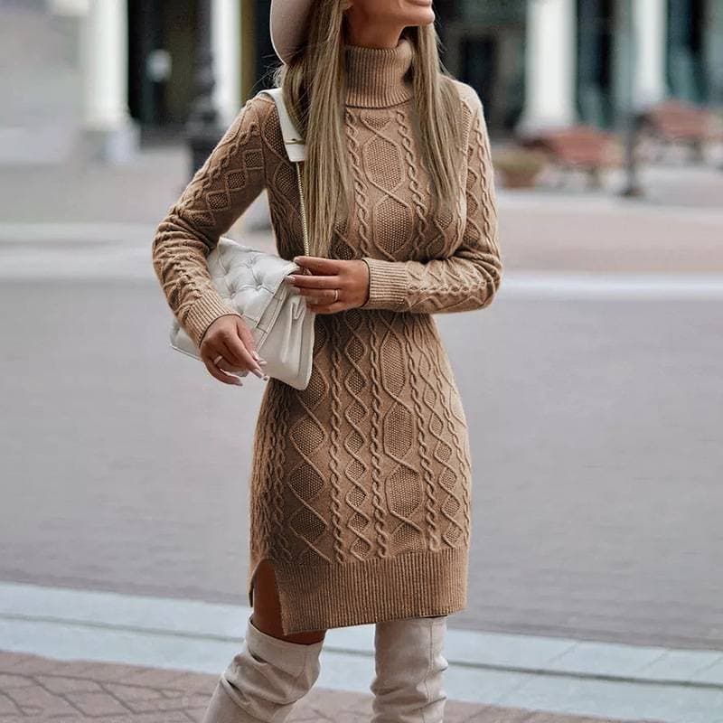 Women's Clothing new high collar slim long autumn and winter warm sweater women's dress