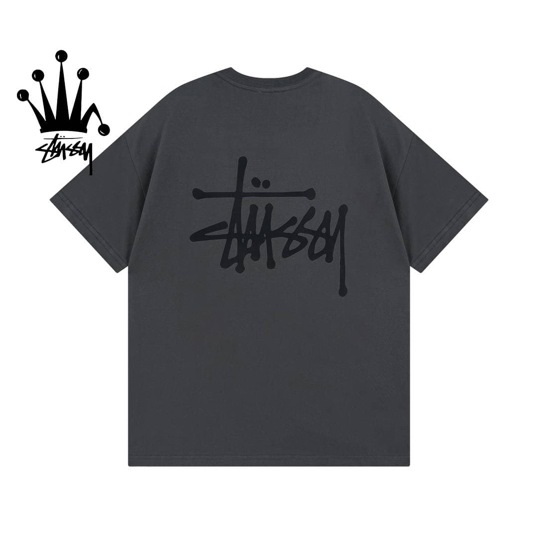 Stussy Brand Logo Printed Pattern On Both Sides, Pure Cotton Short Sleeved T-shirt