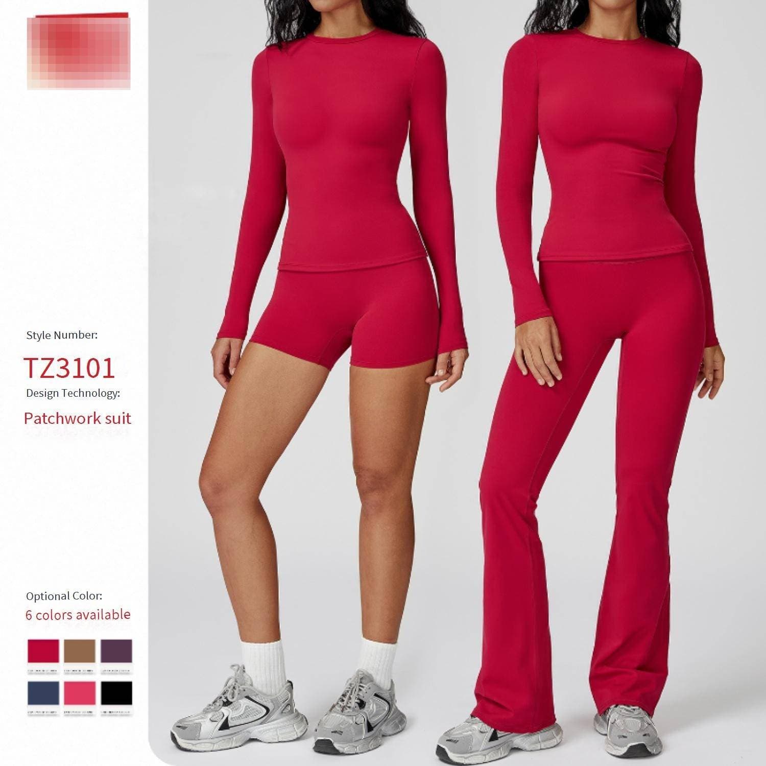 Women's High-Performance Yoga Outfit Set - Moisture-Wicking Long Sleeve Top & Flared Leggings For Fitness, Running & Gym
