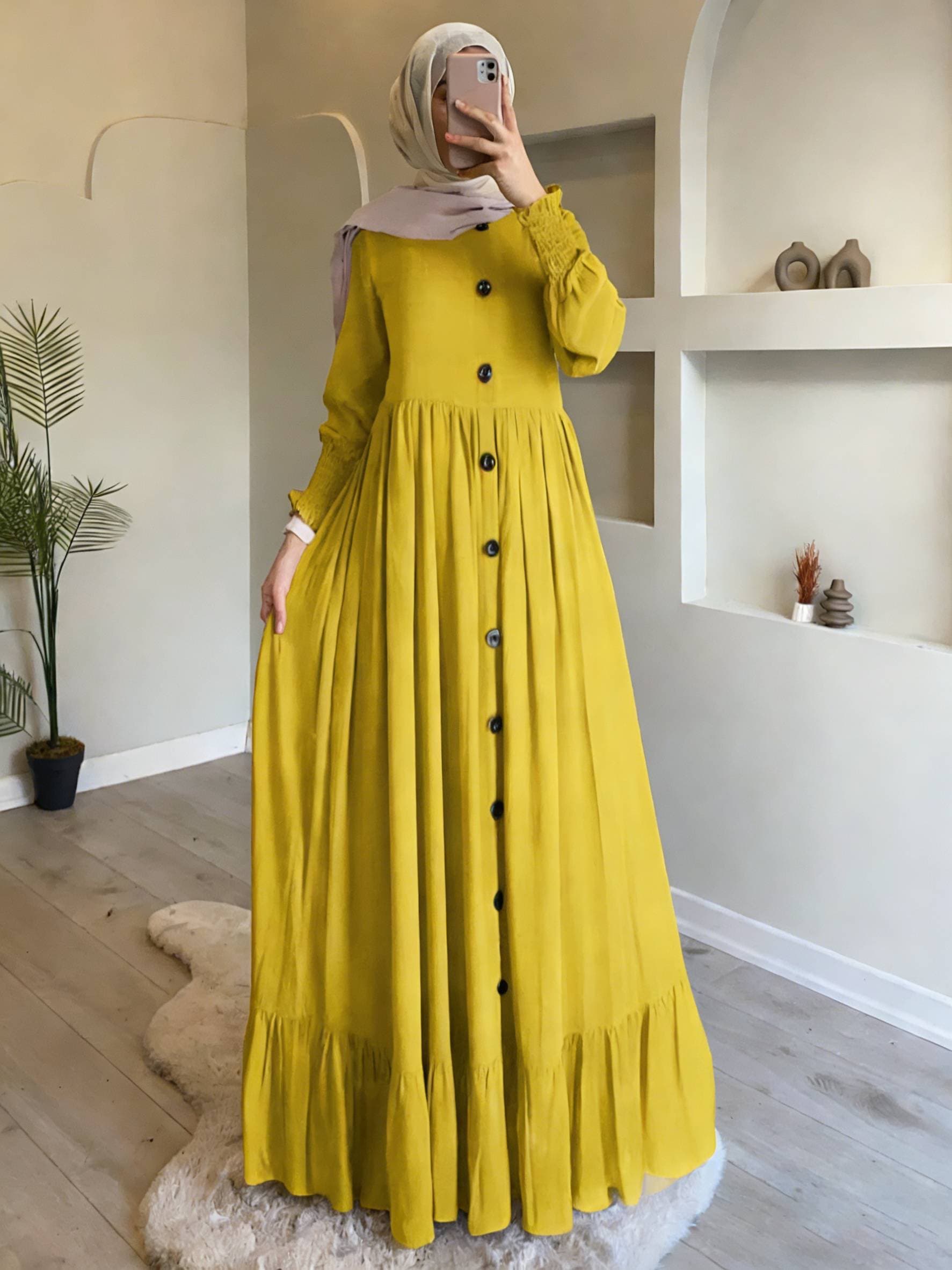 Women's Cotton And Linen Art Retro Casual Loose Large Size Round Neck Ruffle Dress