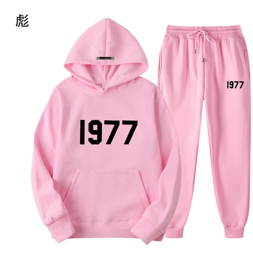 Ensemble pull polaire ample ESSENTIALS Double FOG Fashion Brand High Street, sweat à capuche unisexe avec inscription 1977.