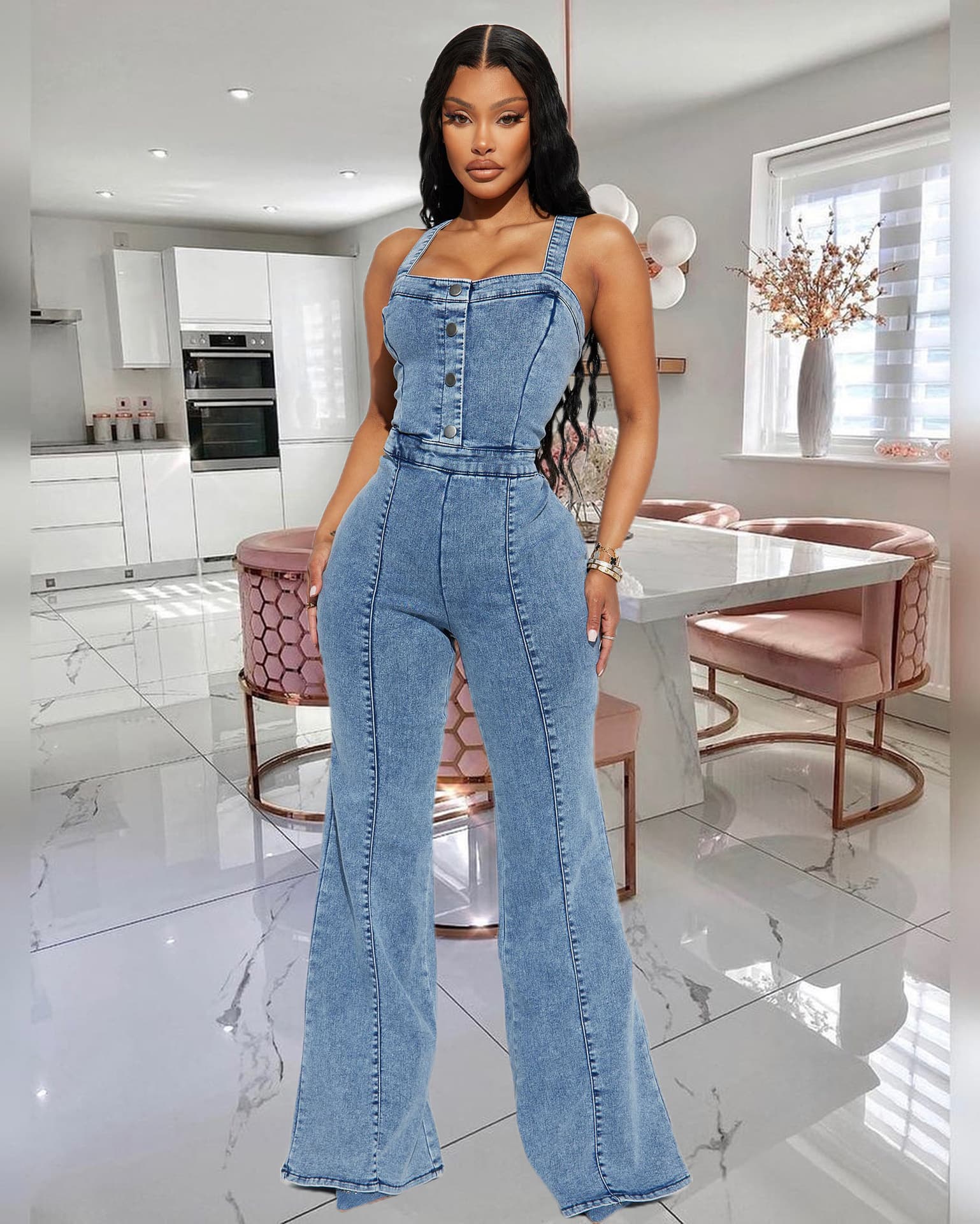 Women's Clothing Denim Jumpsuits For Women Hot Selling Slim Fit Jumpsuits Waist-cinching Washed Suspender Jumpsuits