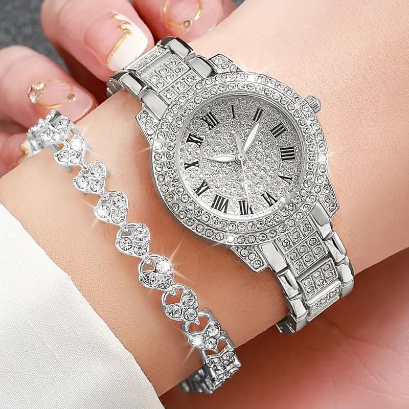 Hot Explosions Women's Watch suit Diamond Women's Watch Women's Fashion Roman Quartz Watch