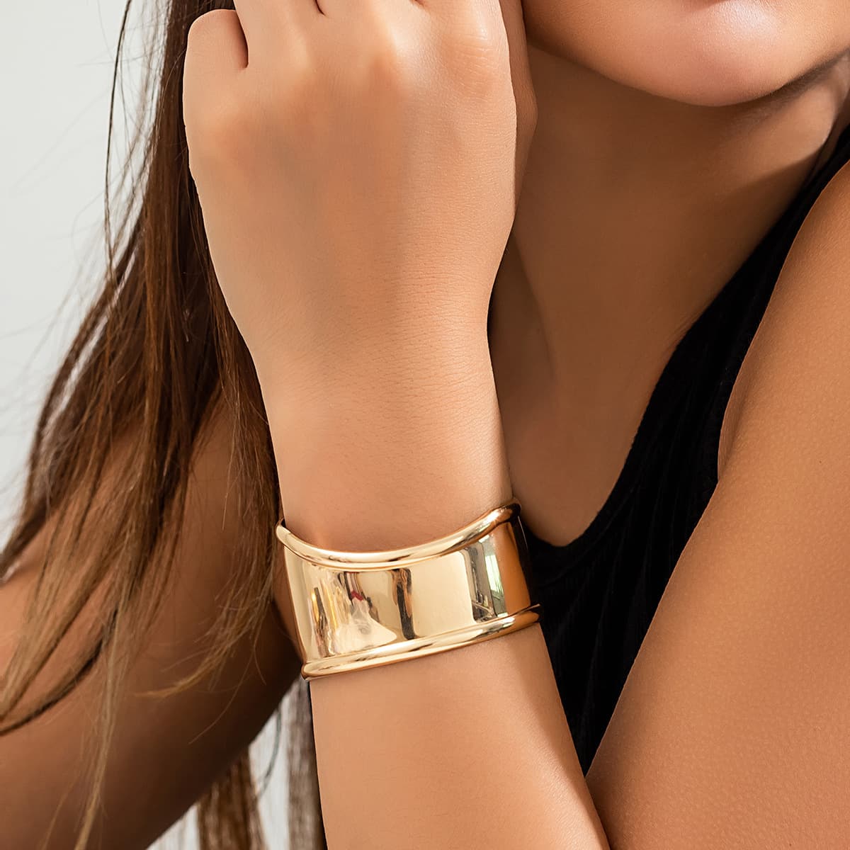 jewelry Personalized Smooth Simple Irregular For Women Versatile Metal Geometric V Shaped Bracelet