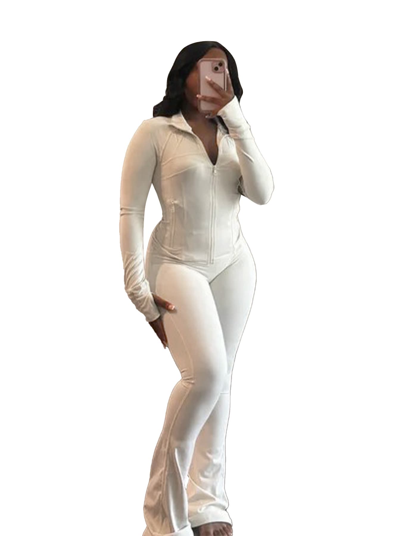HR24057 Sports Casual Women's Wear Sexy Tight Long Sleeve Flared Two-Piece Set