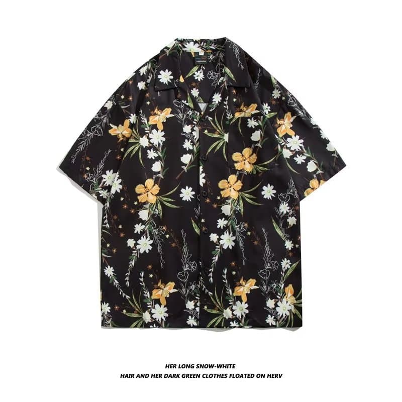 Men's clothing shirt men's short-sleeved summer beach shirt retro style collar couple outfit women