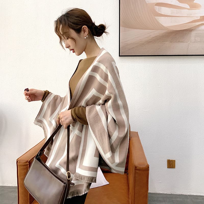 Écharpe pied-de-poule simple pour femme, nouvelle collection automne-hiver, légère et luxueuse, longue section, châle chaud en cachemire épais