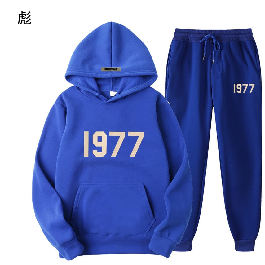 Ensemble pull polaire ample ESSENTIALS Double FOG Fashion Brand High Street, sweat à capuche unisexe avec inscription 1977.