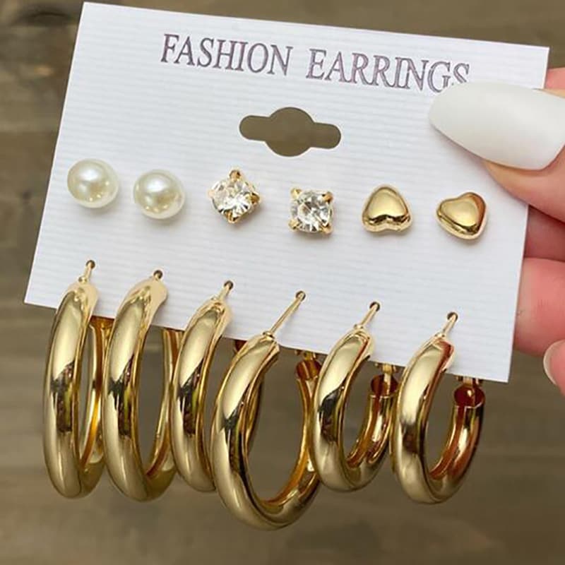 Lot de 11 boucles d'oreilles en perles torsadées en forme de cœur pour femmes, très tendance