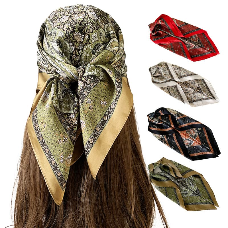 Summer Cashew Square Scarves European American Style Headscarves Sun Protection Small Neckerchiefs 70 Satin Chiffon Shawls