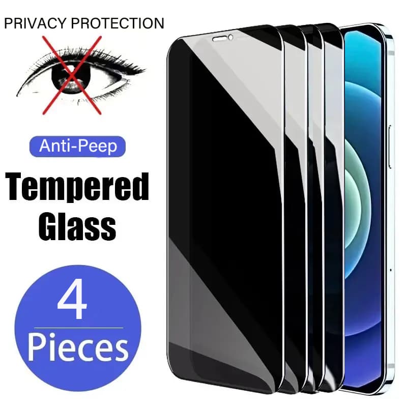 4PCS Anti Spy Privacy Protection Tempered Glass Film for iPhone 15 14 13 12 Mini 11 Pro X XS Max XR Clear Screen