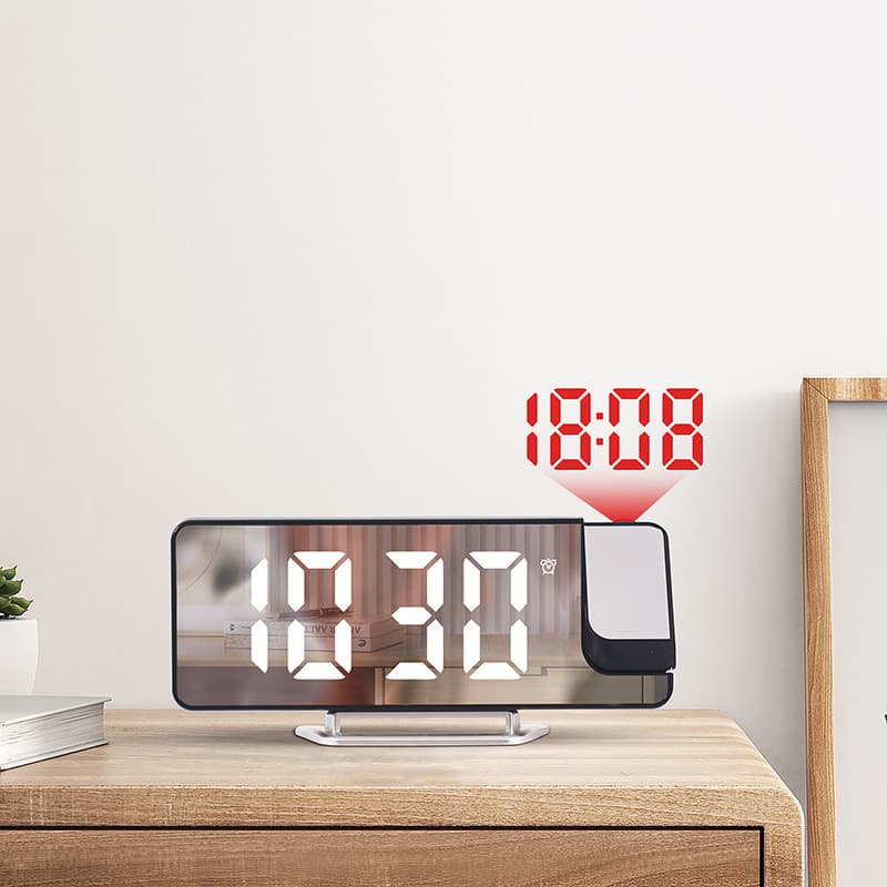 Alarm Clocks LED Large Screen Mirror Projection Display Temperature Sensing Electronic Clock