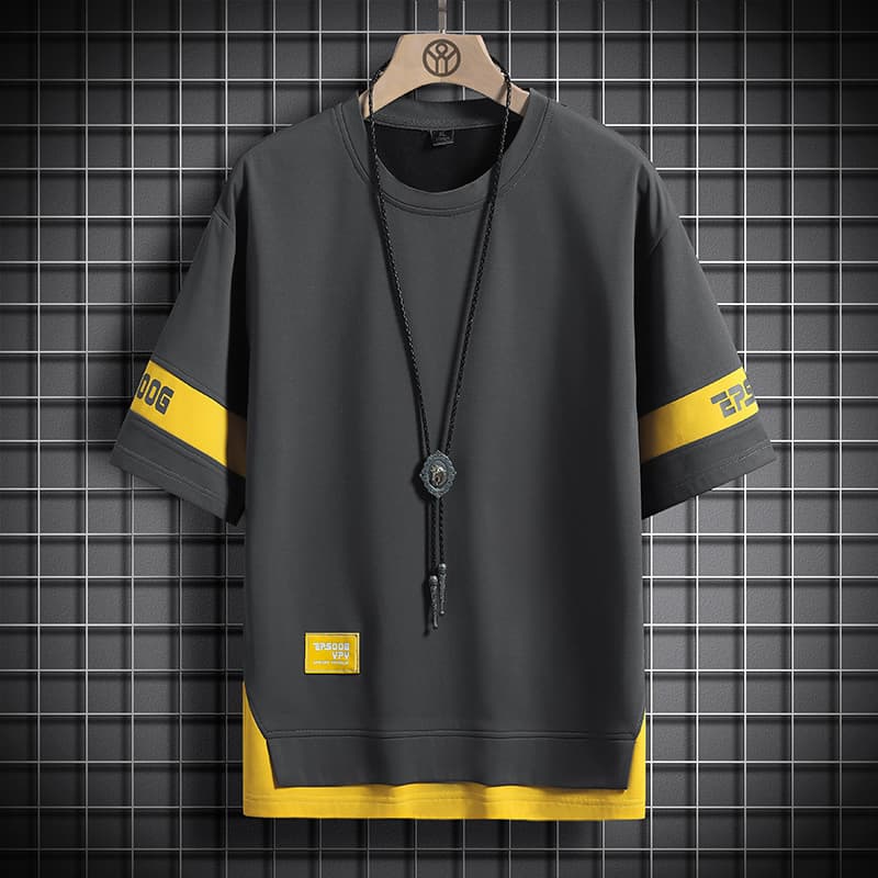 Men's Clothing brand short-sleeved T-shirt men's summer fashion loose large size trend ins middle school students casual handsome bottoming shirt