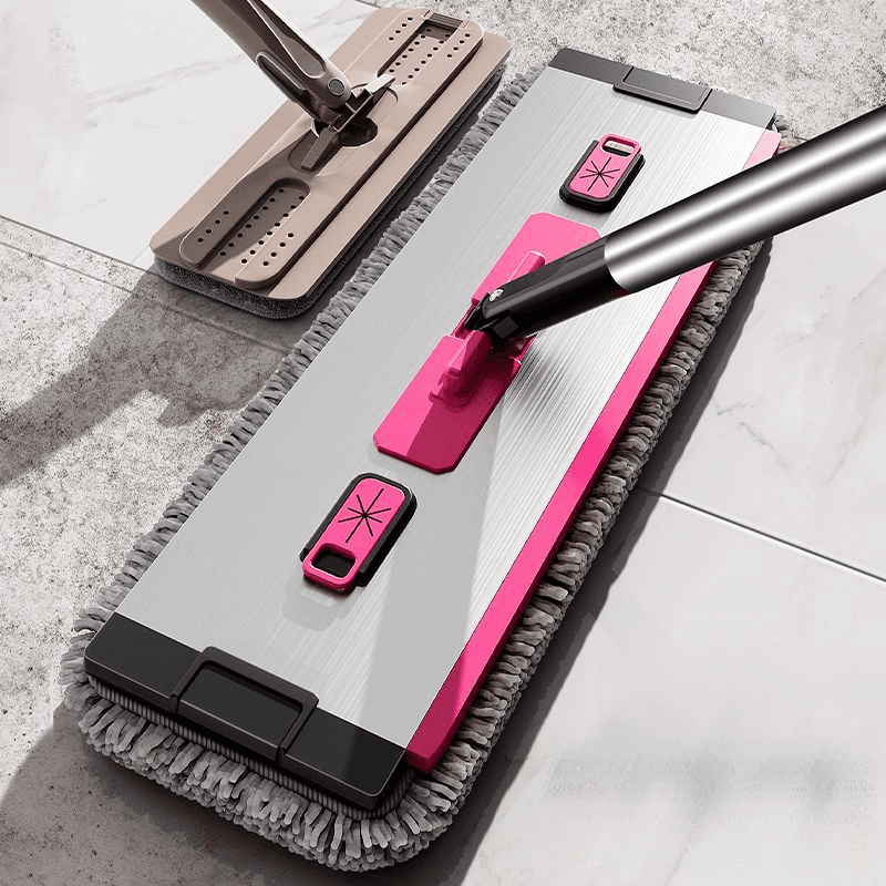 Unique Thickened Chenille Stainless Steel Rod Clamp Fixed Dual-use Dry And Wet Hand-free Household One-sweep Flat Mop