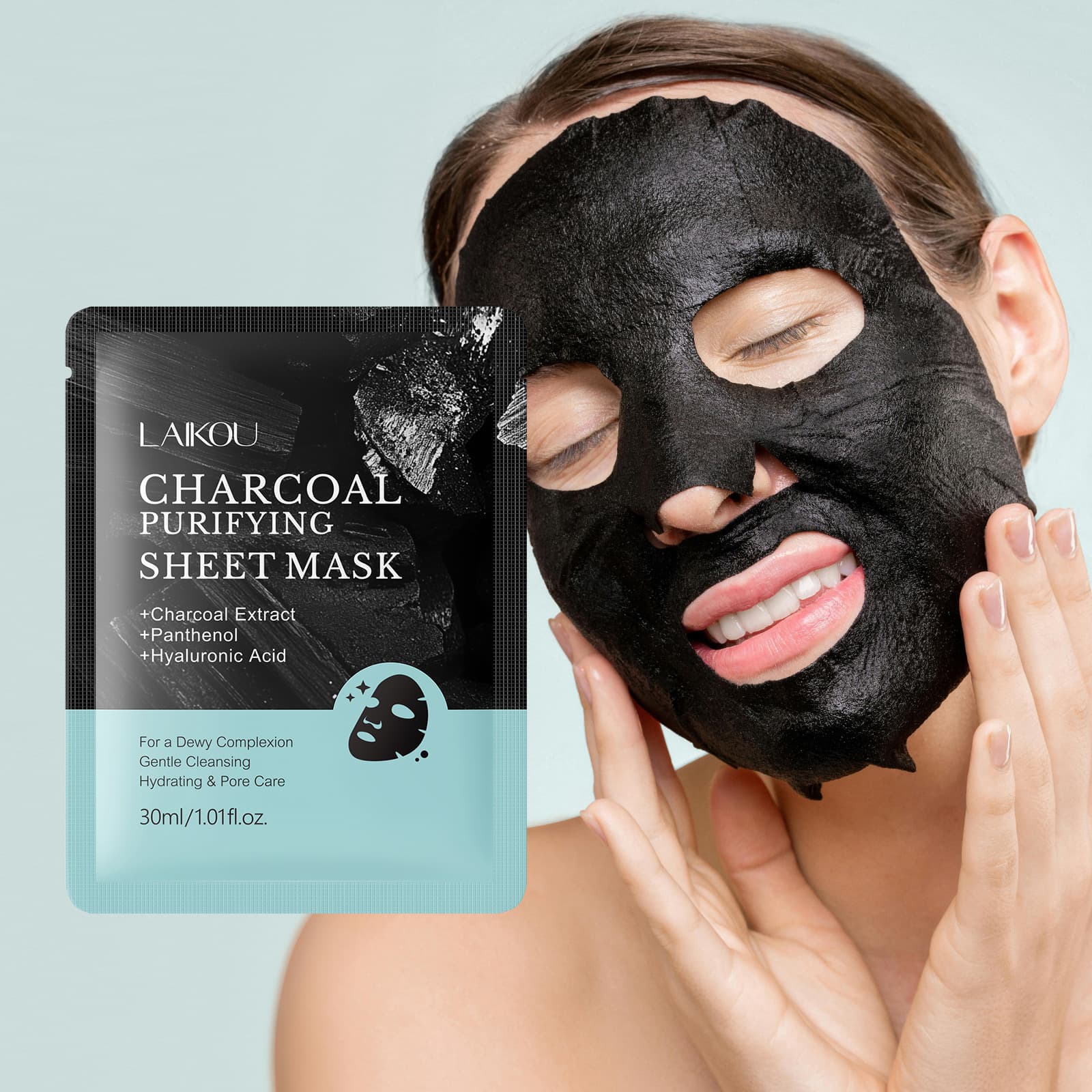 LAIKOU Bamboo Charcoal Purifying Mask 30mlpc Cleansing Moisturizing Manufacturer Spot FDA Skin Care Products