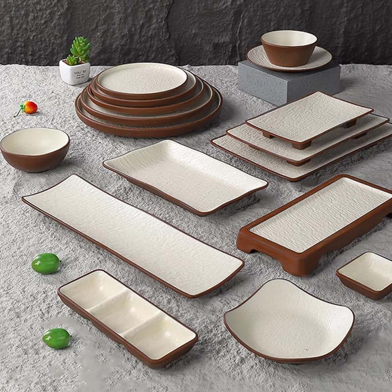 Trendy Melamine Serving Plate - Japanese Style BBQ & Hot Pot Dish Multi-Purpose Buffet Tray For Restaurants And Home Use​