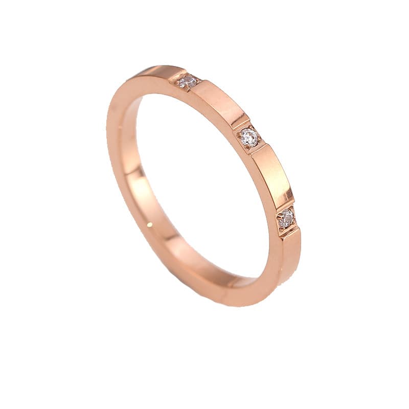 Men And Women's Jewelry Simple Fashion Titanium Steel Ring Three Diamond Index Finger Couple Personality String Diamond Ring Trendy Jewelry