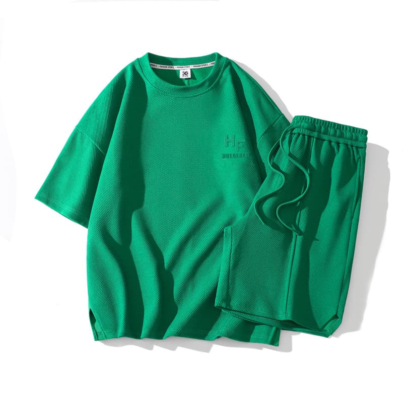 Men's Clothes Men's Crew Neck Short-sleeved T-shirt Ice Casual Sports Suit Summer Elastic Waist Shorts Men