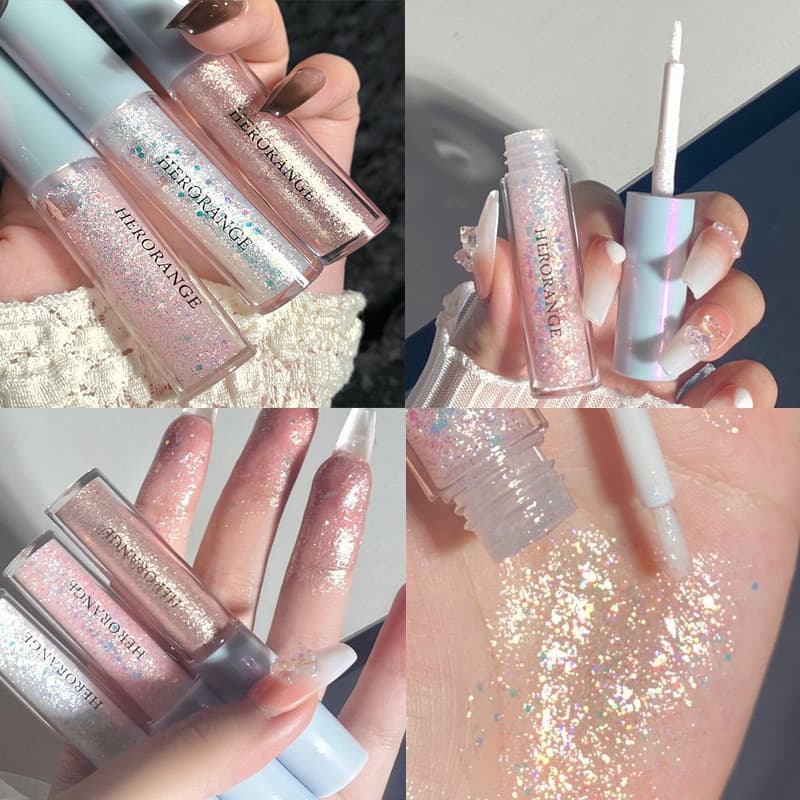 Liquid Glitter Highlighter Eyeshadow Waterproof Pearlescent Shiny Eye Shadow Eyeliner Sequins Lying Silkwo liner