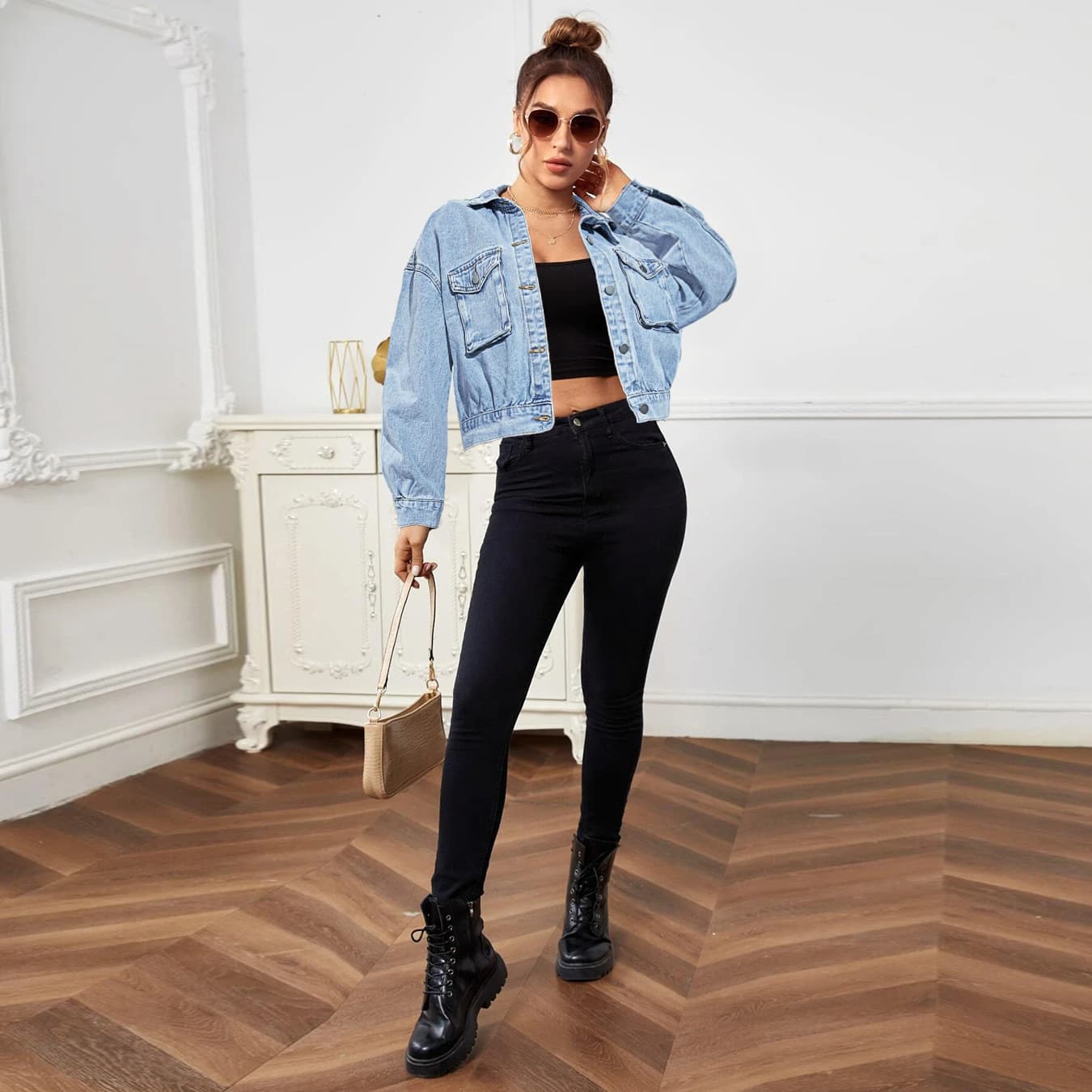 Women's Clothing Denim Jacket Casual Solid Color Jacket Women