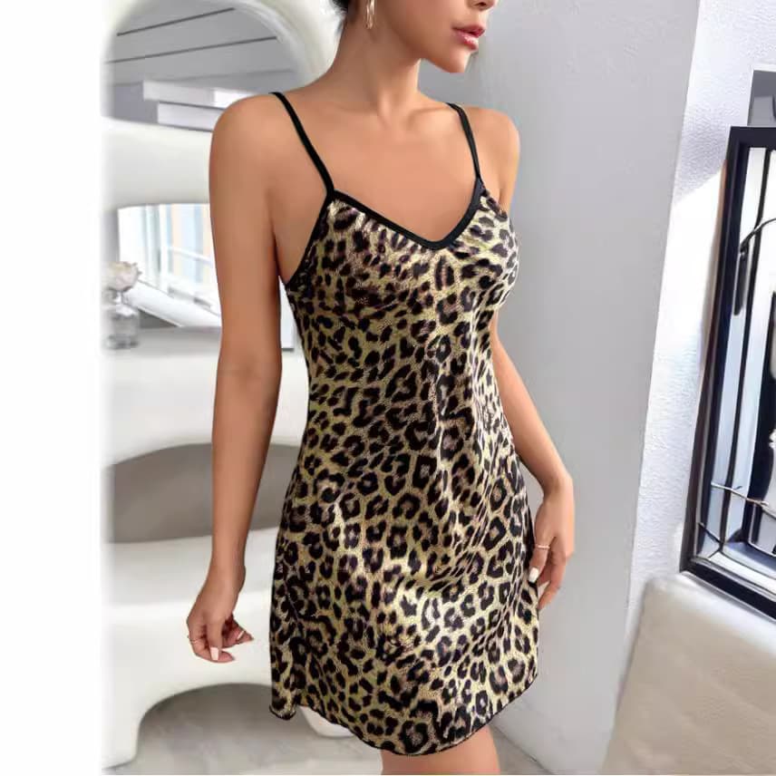 Women's Clothing Sexy Backless Ice Silk Suspender Skirt Silk Nightdress Summer Printed Pajamas Short Skirt Female Home Clothes