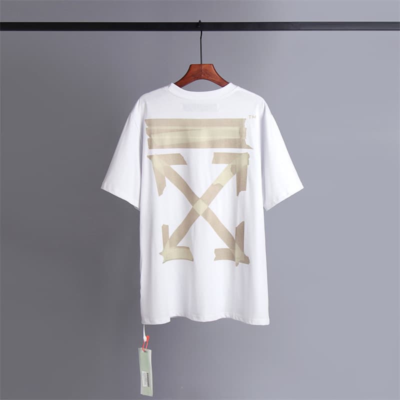 L'expérience de longue date de l'utilisation du ruban adhésif OFF avec impression de flèche OW T-shirt à manches courtes pour homme, coupe ample,