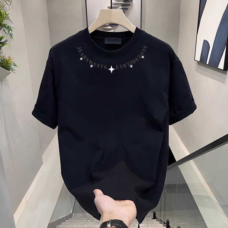 Men's Clothing Specially For Overseas Wholesale ~ Heavy Cotton Short Sleeved T Shirt Men's Summer 2025 New Tops National Trend Men And Women Couples
