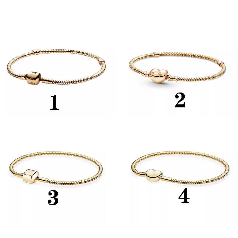 Pan's Same Style White Copper Plated Chain Square Head Snake Bone Basic Color Hand Jewelry Bracelet