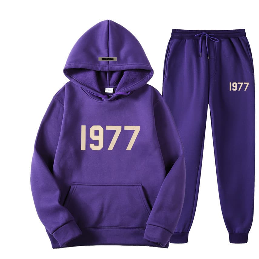 Ensemble pull polaire ample ESSENTIALS Double FOG Fashion Brand High Street, sweat à capuche unisexe avec inscription 1977.