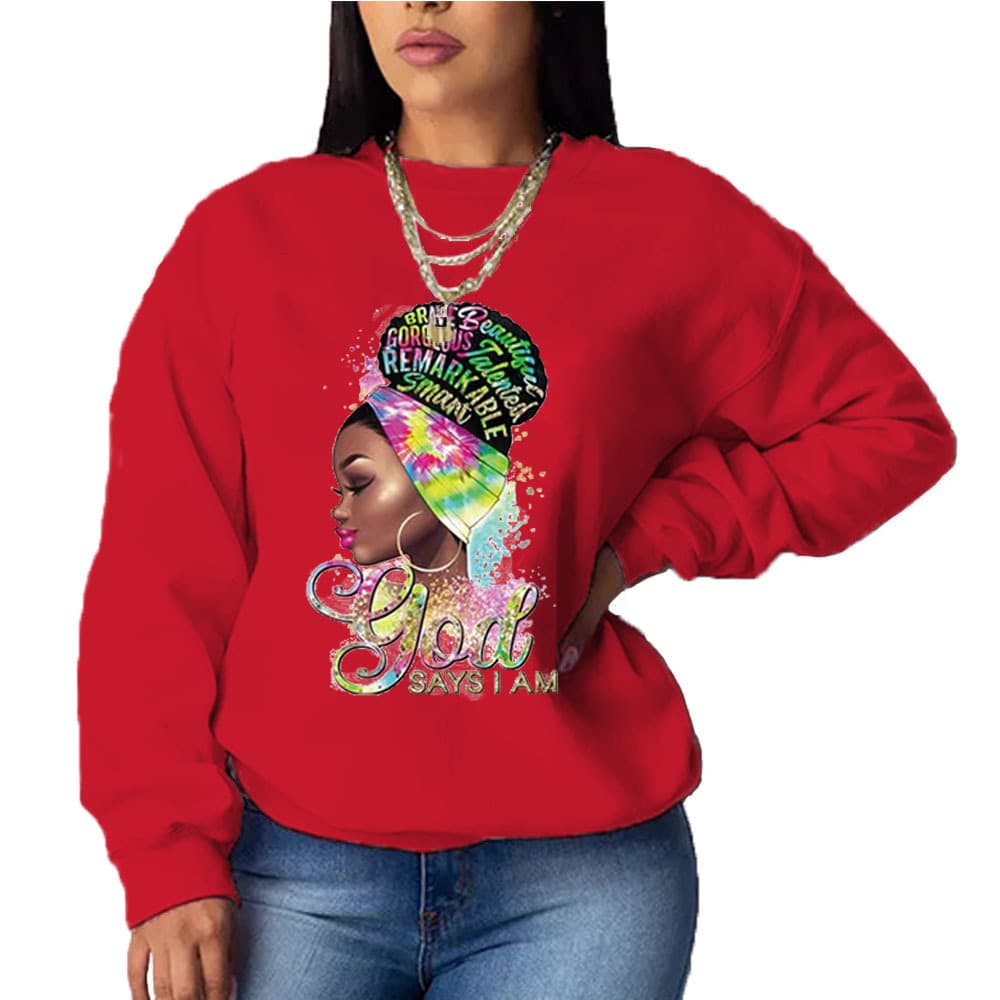 Women's Printed Casual Loose Long-sleeved Hoodie