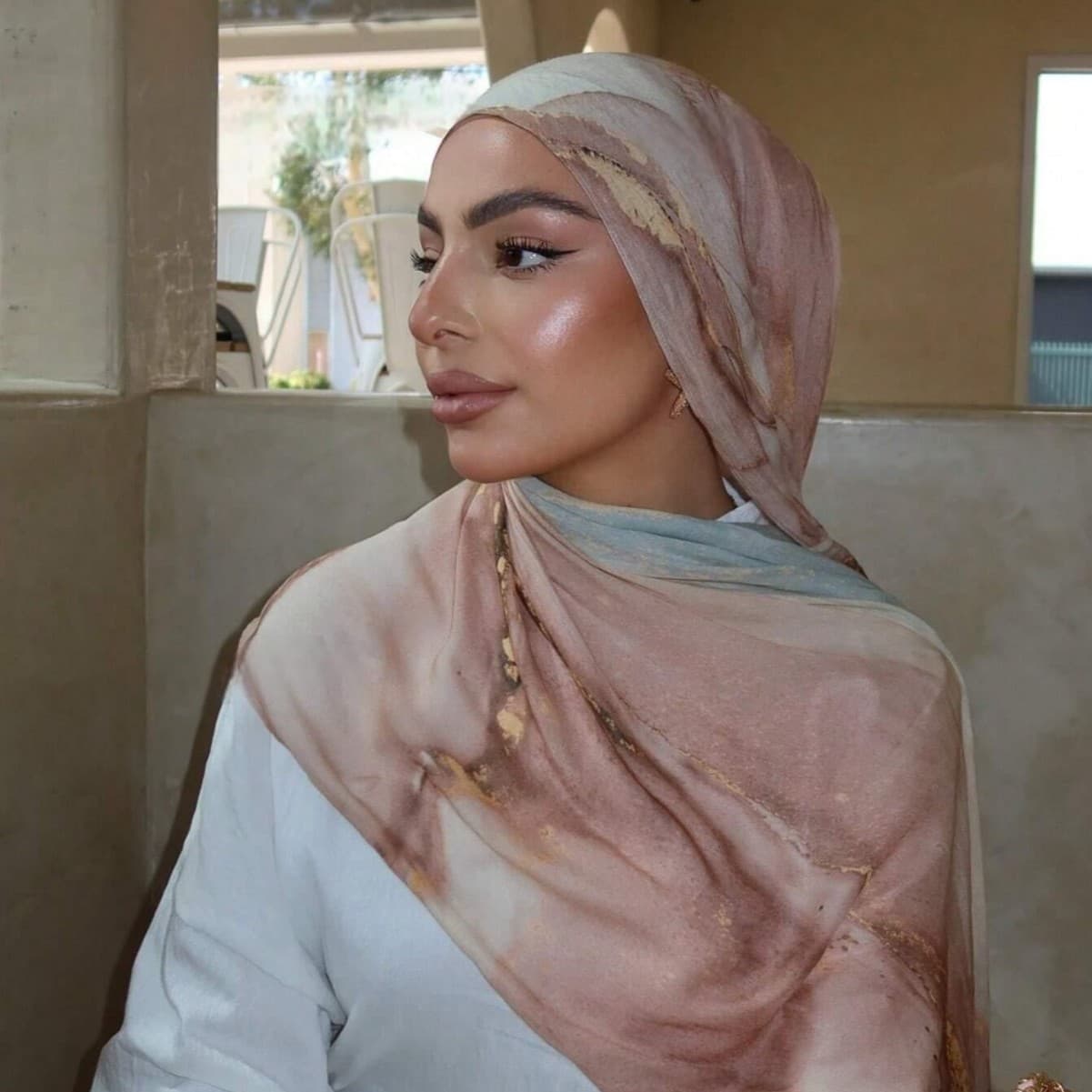 Women's Ethnic Style Watercolor Series Satin Polyester Shawl Casual Elegant Bohemian Headscarf For All Seasons