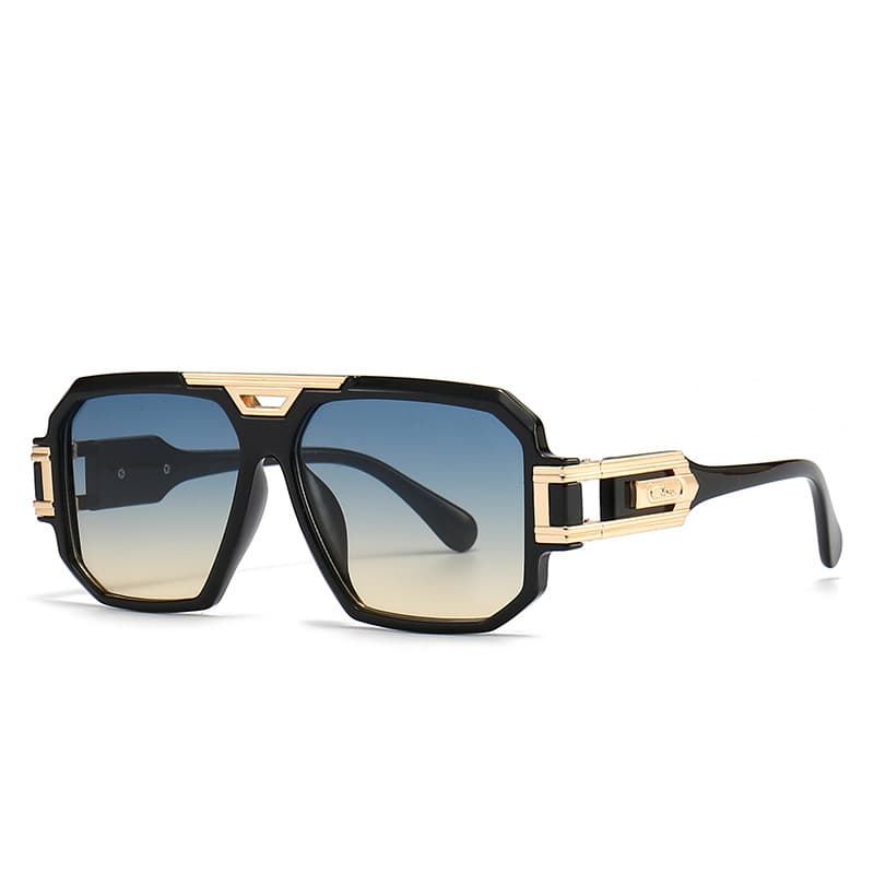 Men's Modern Retro Large Frame Sunglasses Black Full Rim Square Glasses INS Street Style Big Name Ink 093