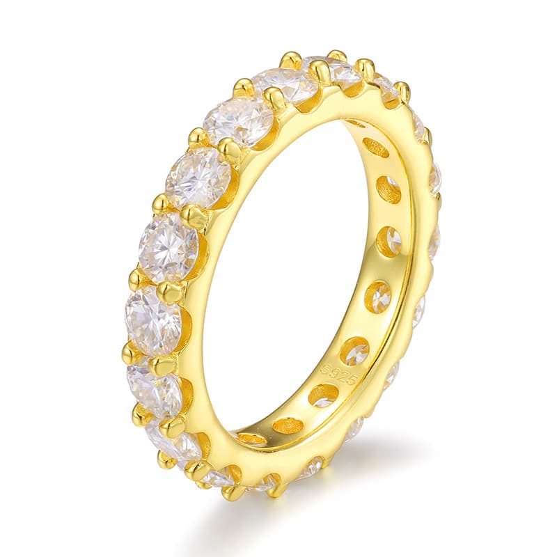 Hip hop style inlaid ring single row 4MM main stone high end trendy fashion couple ring