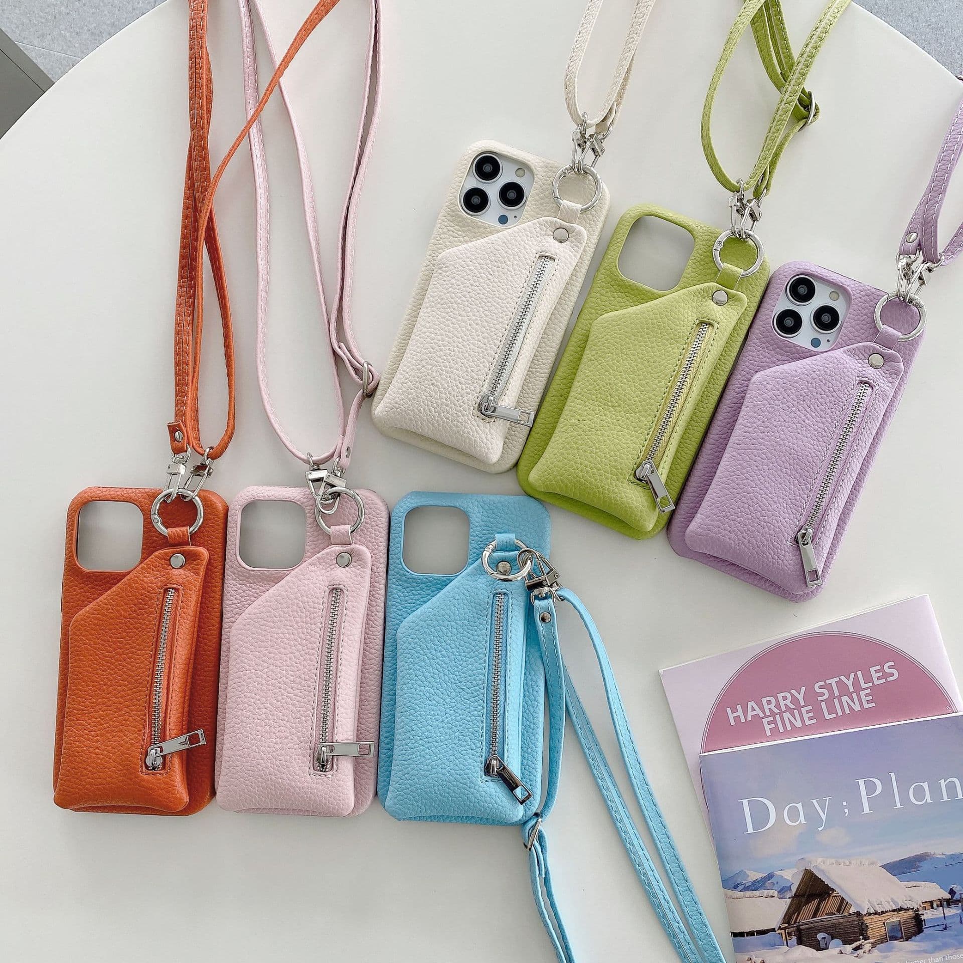 Mobile phone case purse card holder mobile phone case suitable for iPhone15 mobile phone case Apple 14pmax litchi pattern protective cover