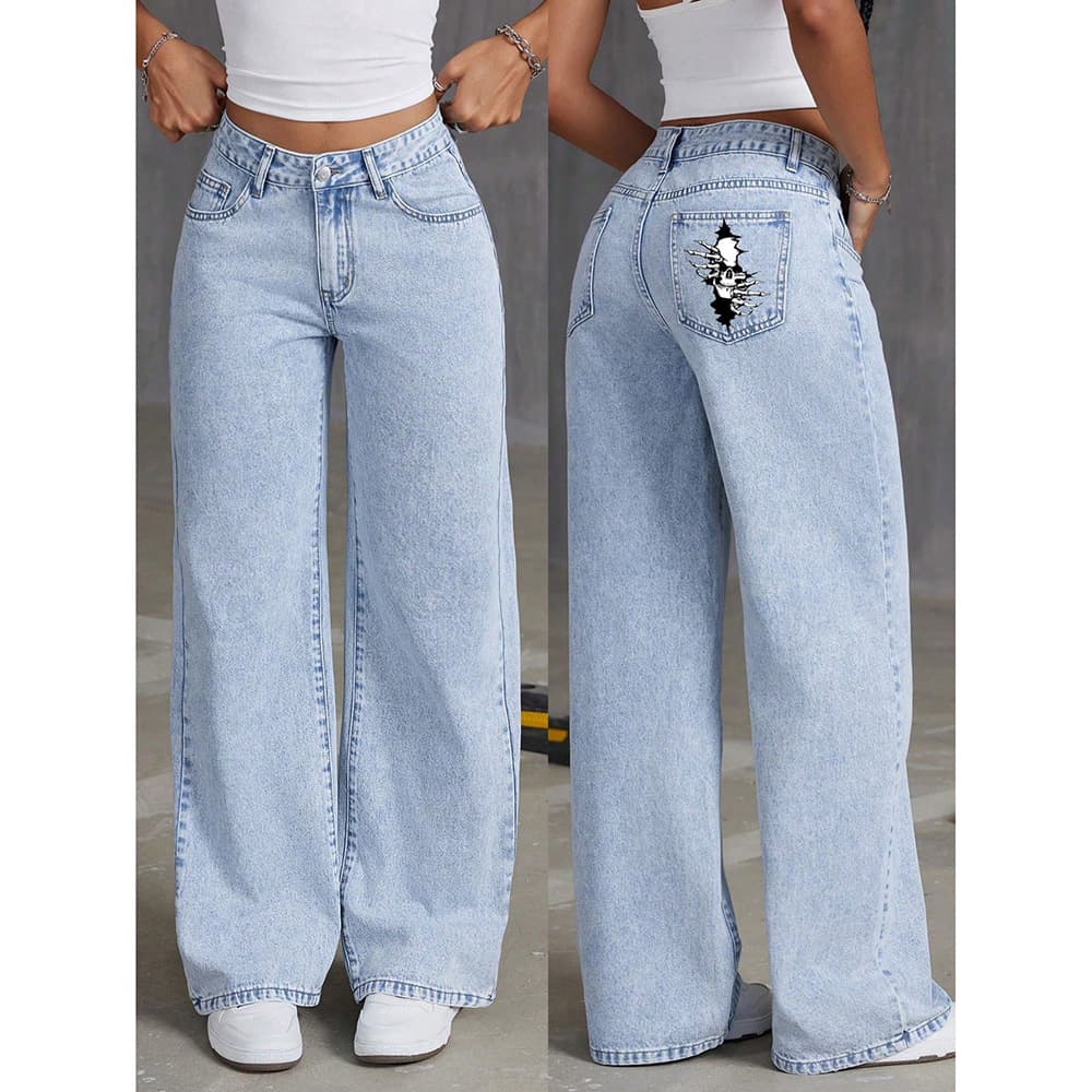 Women's Clothing High Street Fashion Brand Designer Jeans Summer New High Waist Straight Loose Casual Long Pants