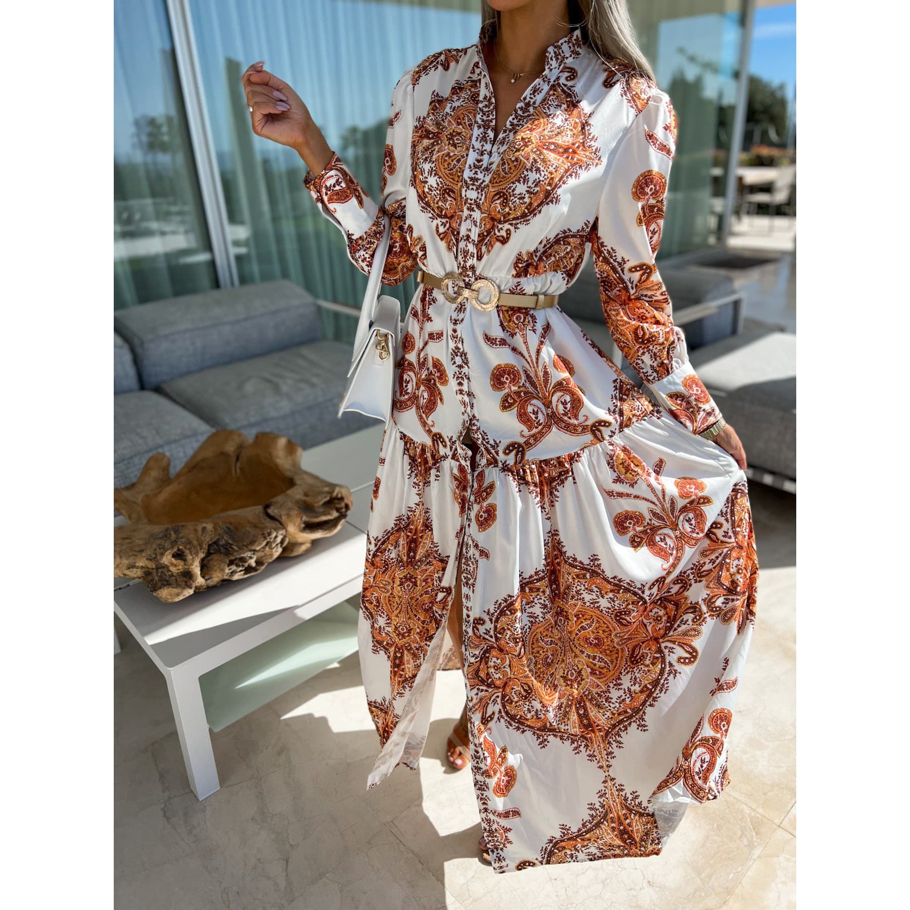 Women's style bohemian casual long dress INS loose holiday dress