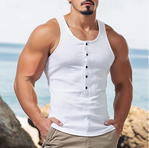 Men's Clothing Vest Summer Trendy Handsome High End Sleeveless Knitted T Shirt