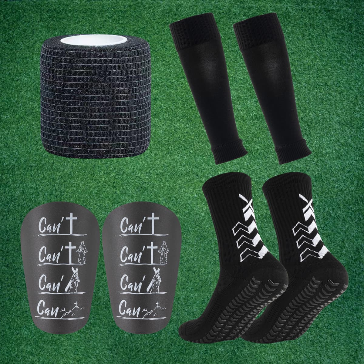 ​​Professional Football Socks With Built-in Shin Guards - Breathable PU Material, Anti-Slip Design For Soccer, Basketball & Volleyball