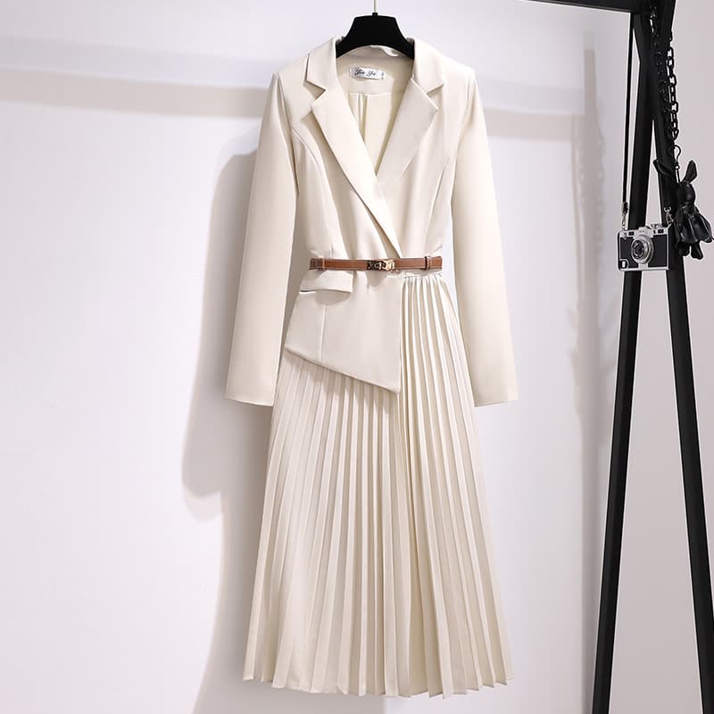 Women's clothing fat girl age reducing casual slim suit dress suspenders short skirt with belt