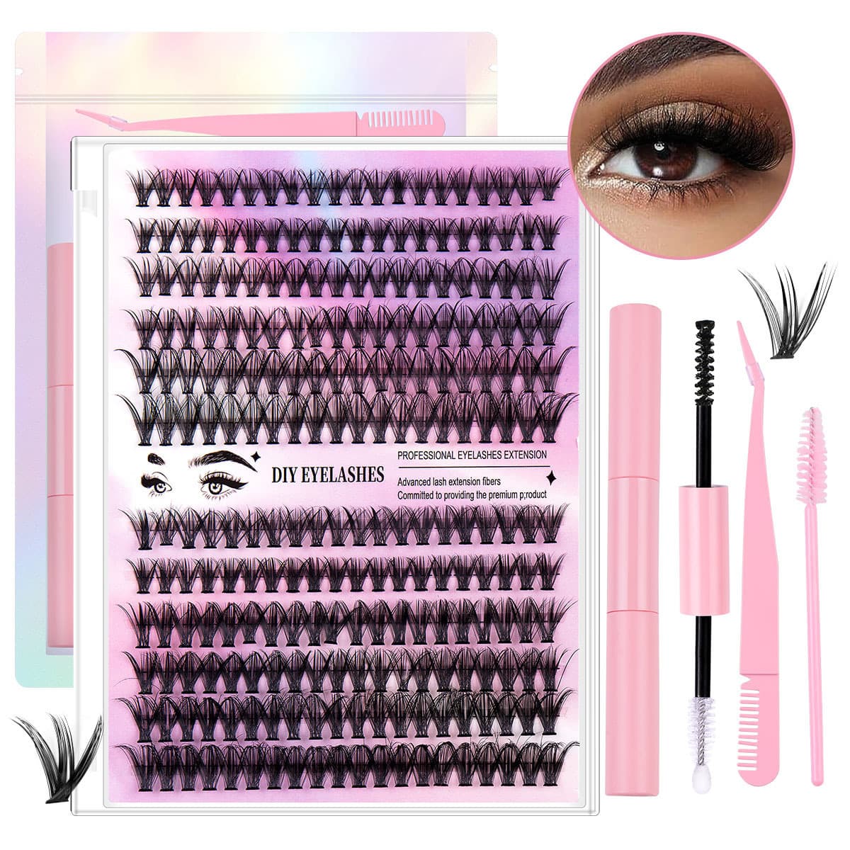 European and American cross border 240 clusters 30D40D single cluster false eyelashes set natural thick segmented DIY flower eyelashes