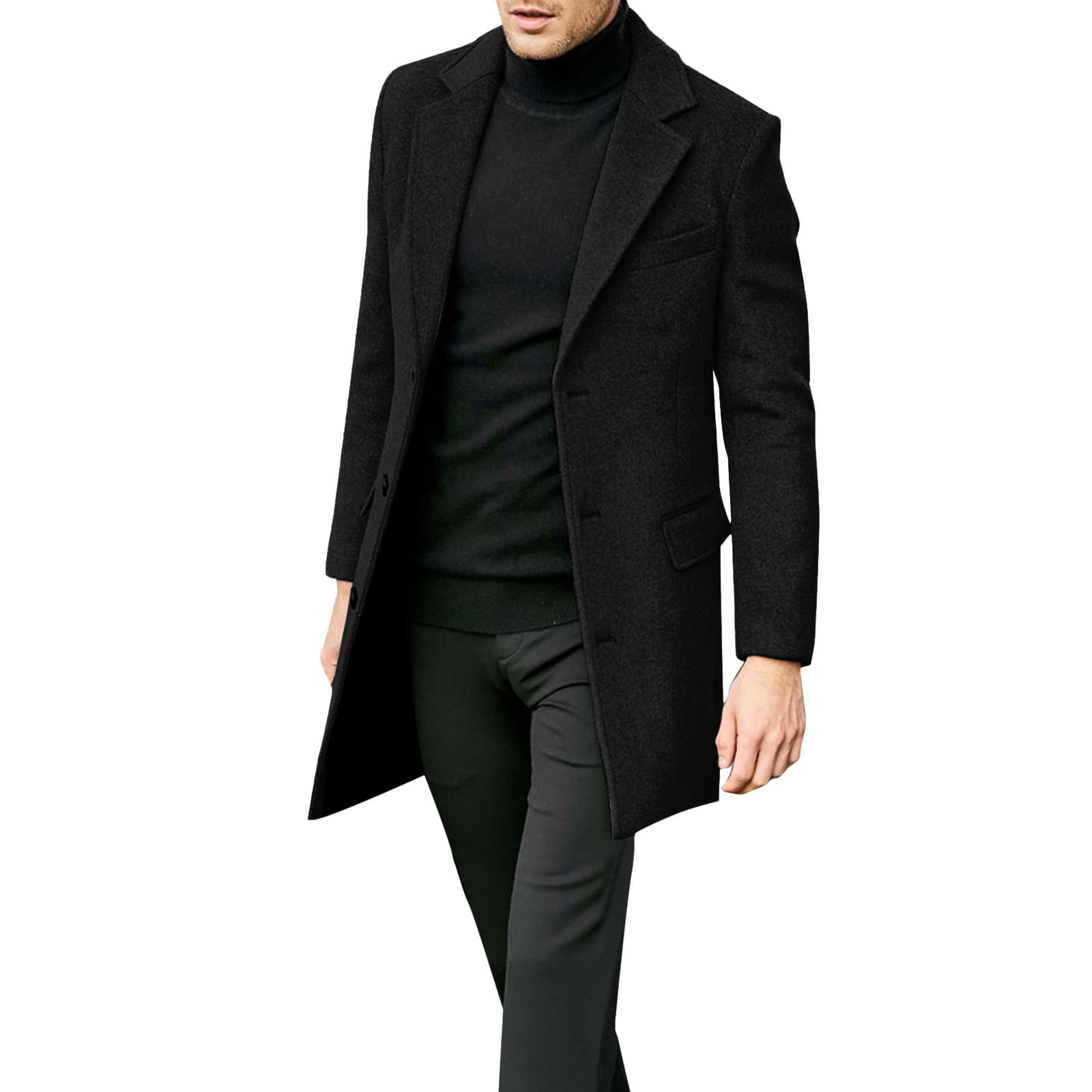 Autumn And Winter Long Double-breasted Trench Coat Men's Woolen Coat, British Men's Long-sleeved Woolen Coat Autumn Trend Suit