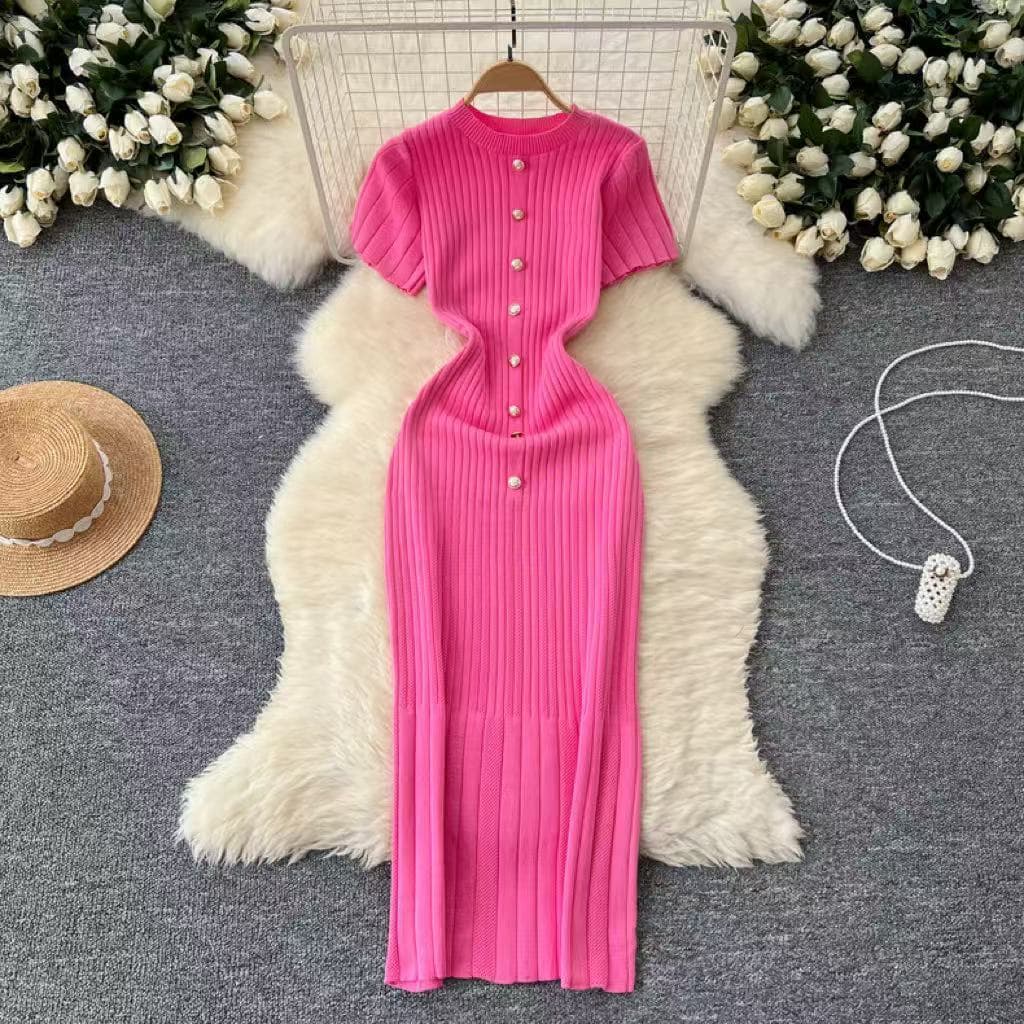 Women's Clothing Retro Knitted Dress Autumn Women's Knitted Sweater New Fashion High End Temperament Slim Long Skirt