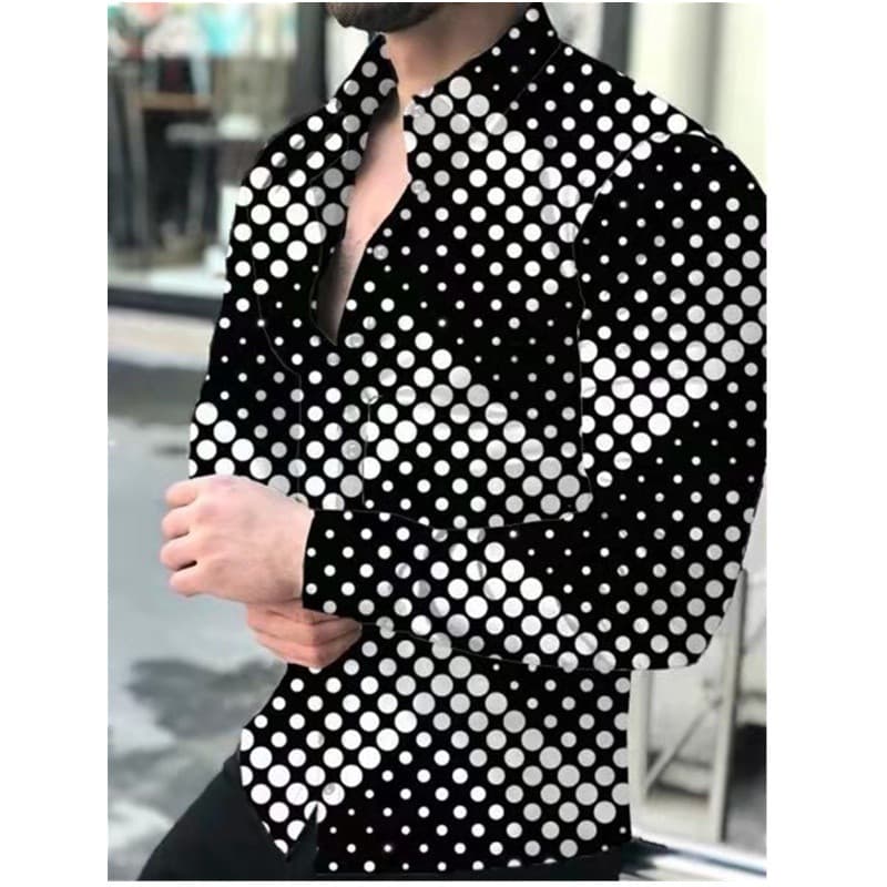 Men's new 3D printed long-sleeved shirts factory direct sales and customized drawings