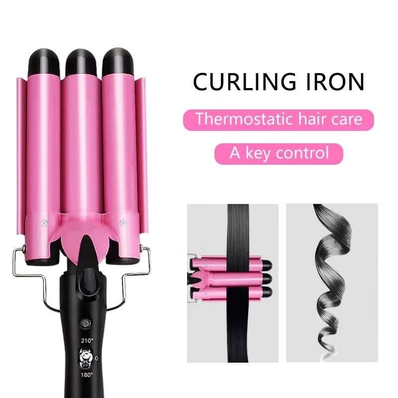 3-in-1 Curling Wand For Waves & Curls – 22mm & 25mm Dual Barrel, Salon-Grade Ceramic Coating, Heat Protectant, Fast 30-Second Styling